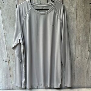 Baleaf Mens Long Sleeve Athletic Shirt Size 3XL Silver Crew Neck Pullover